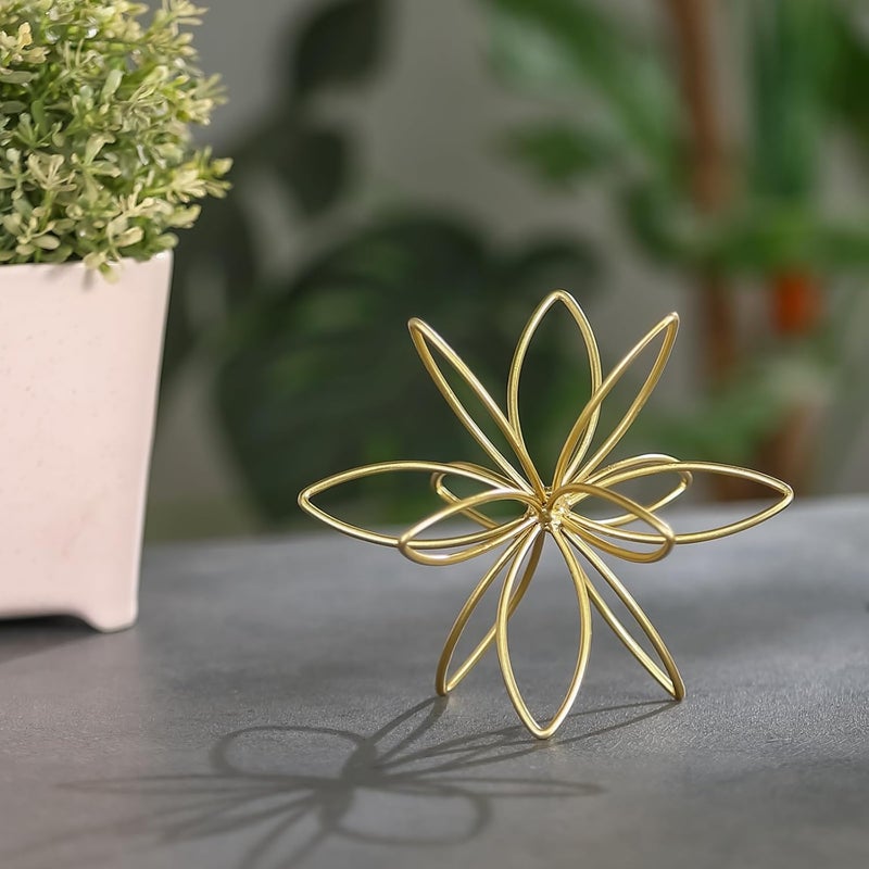 Mocome 4.25" Gold Sphere Decor, Metal Handmade Floral Decorative Sculpture, Abstract Tabletop Decorative Ball for Home Metal Sphere Decor - Image 2